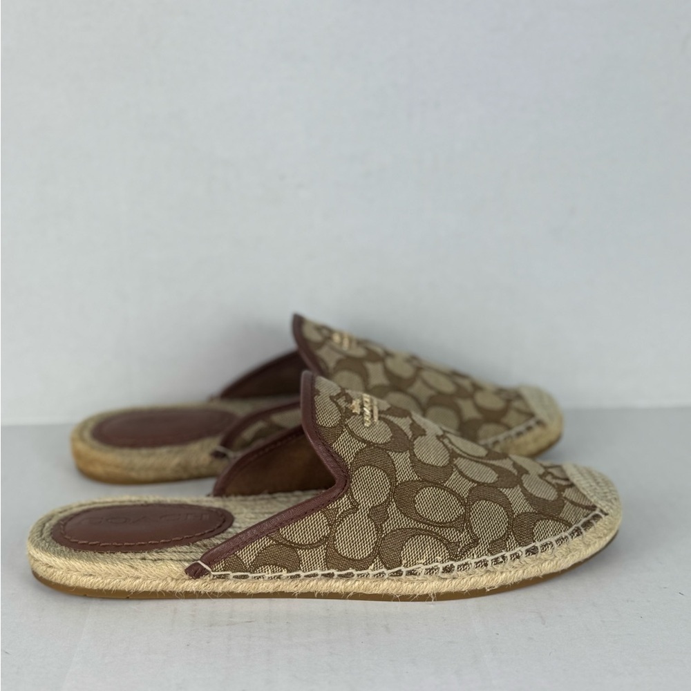 Coach Signature Brown and Tan Espadrille Slip-Ons - Picture 6 of 8